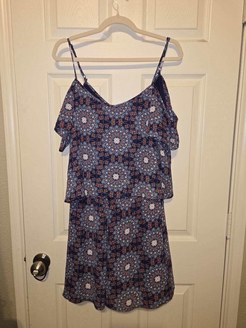 Charlotte Russe Navy Blue Patterned Romper